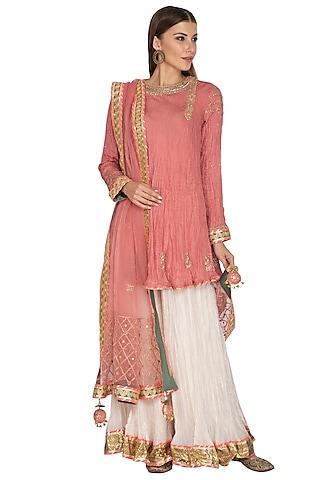 pink embroidered sharara set