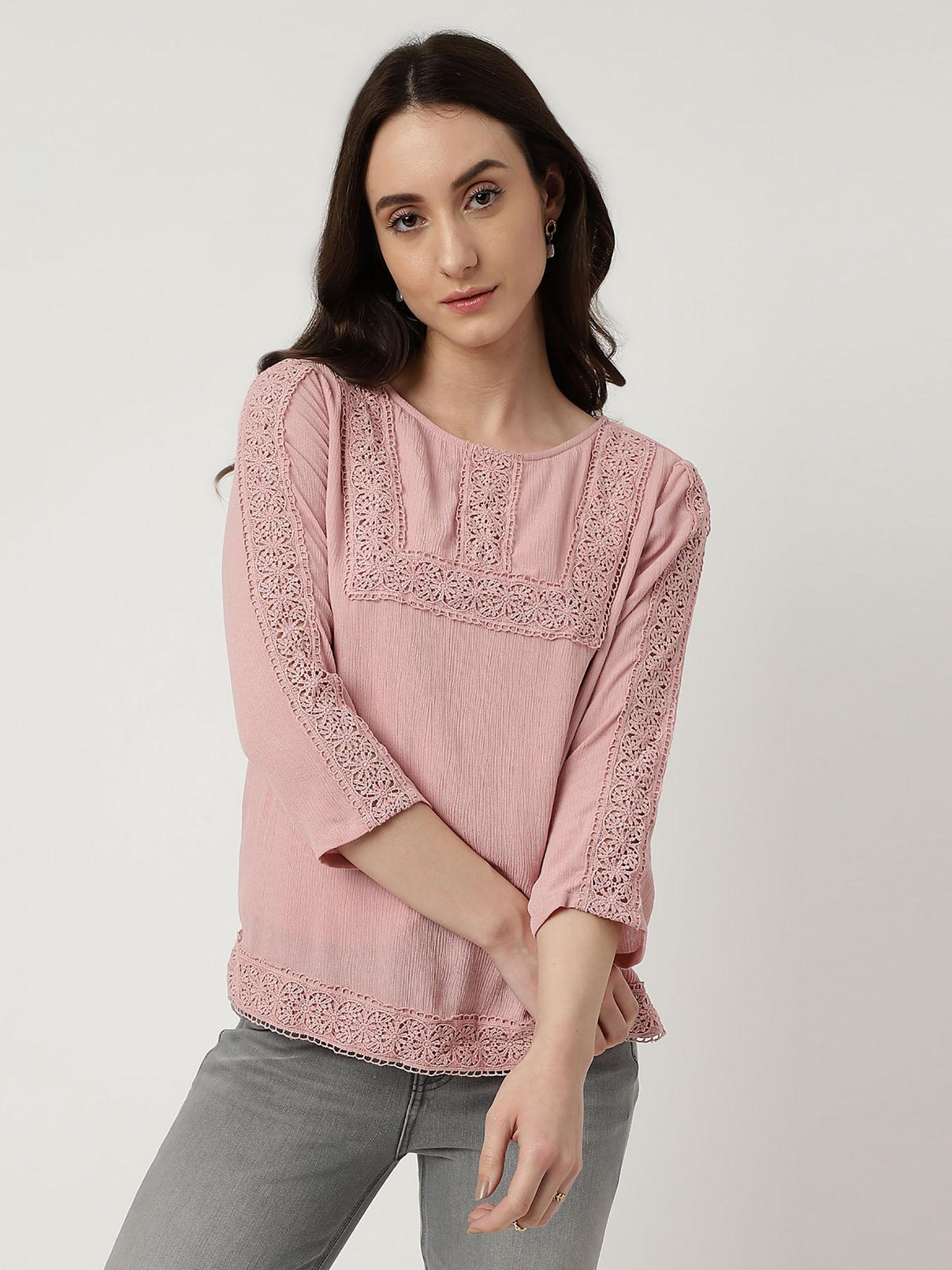 pink embroidered top