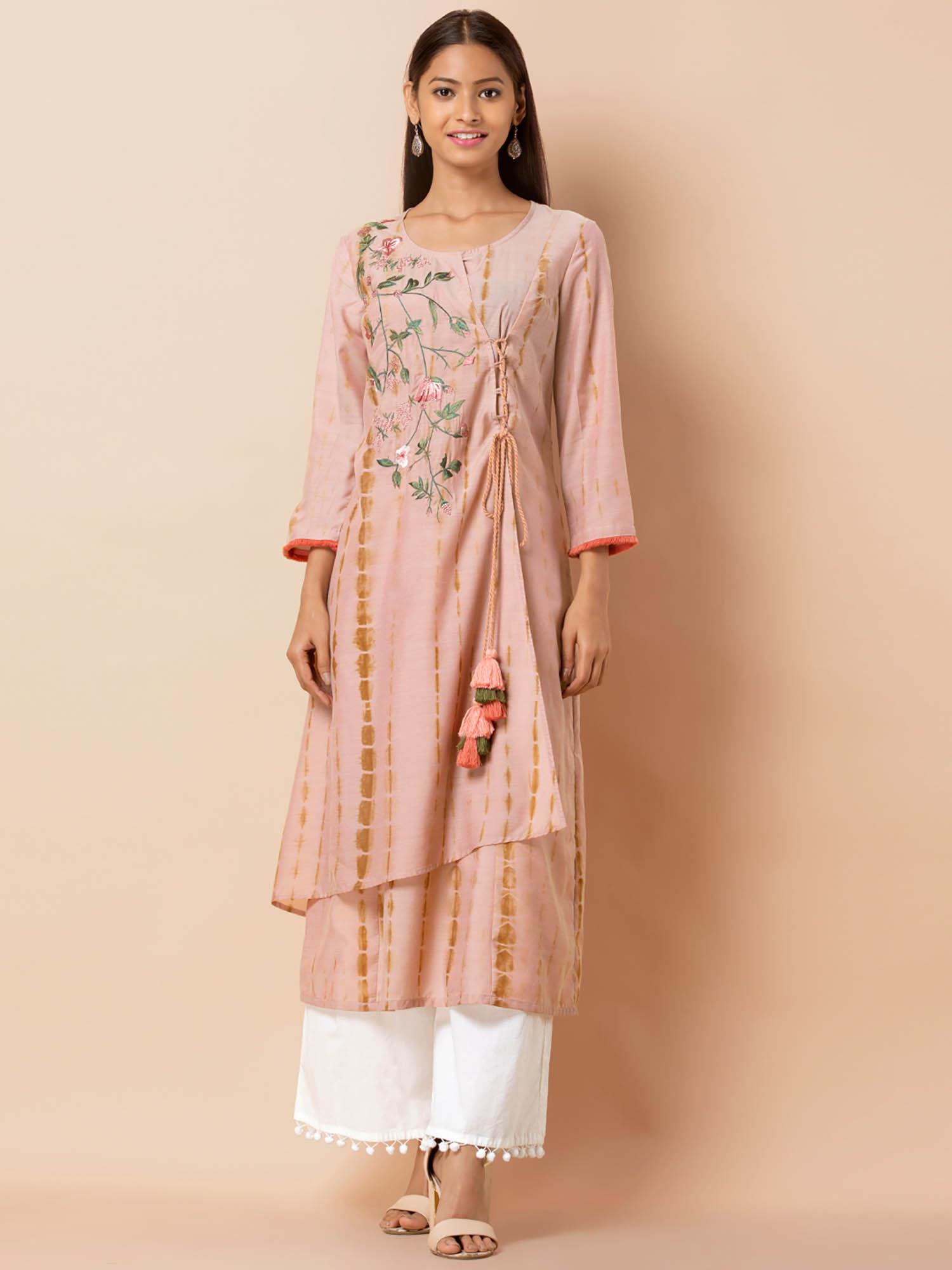 pink embroidered tunic