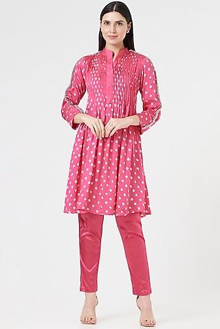 pink embroidered tunic
