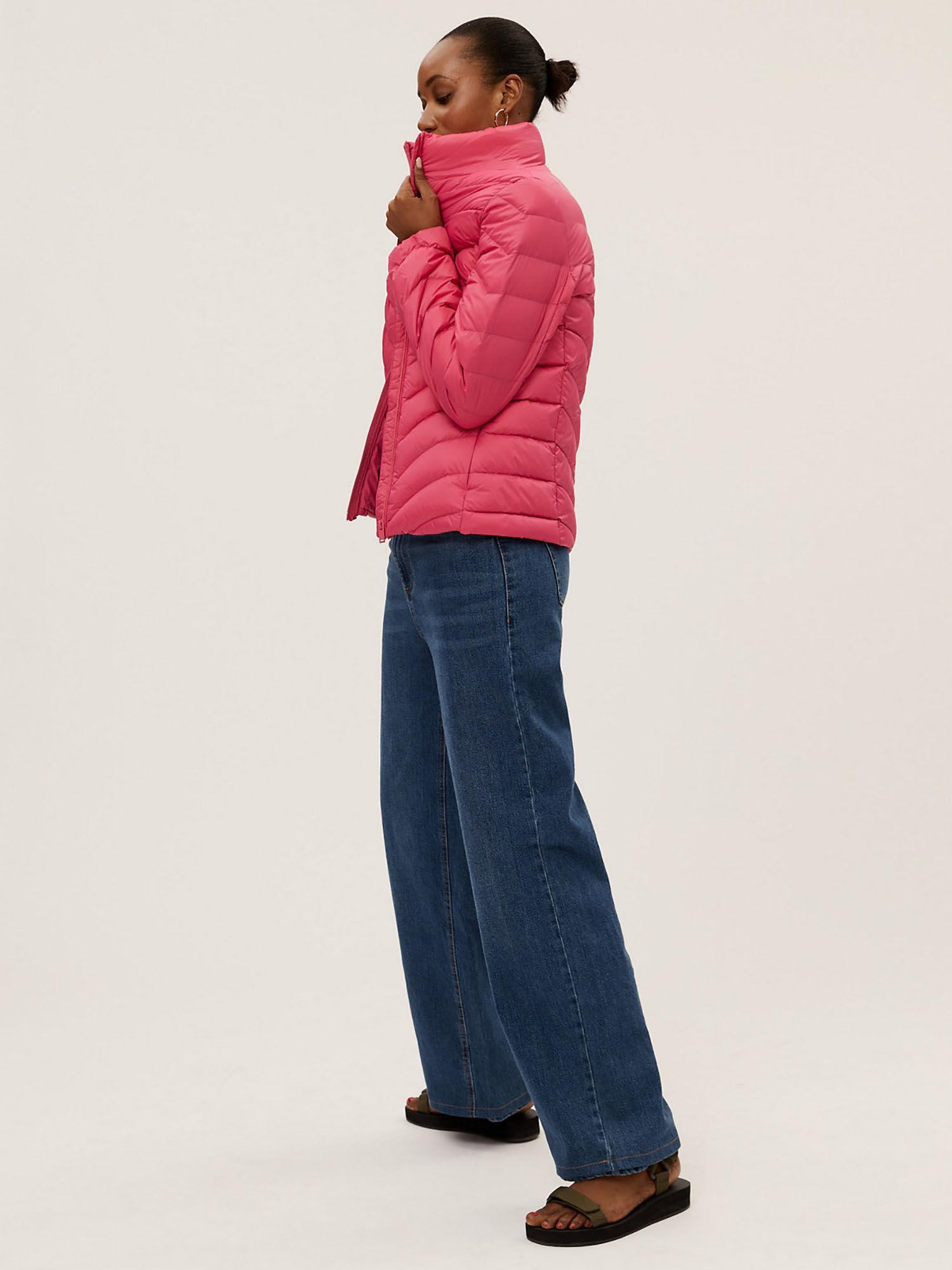 pink feather & down packaway puffer jacket