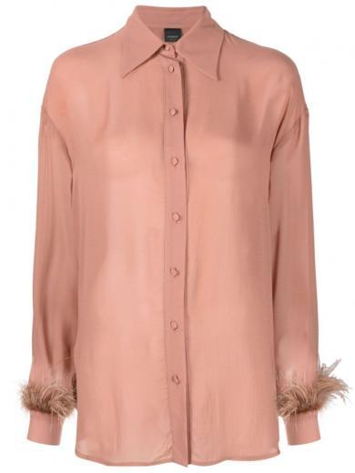 pink feathers shirt
