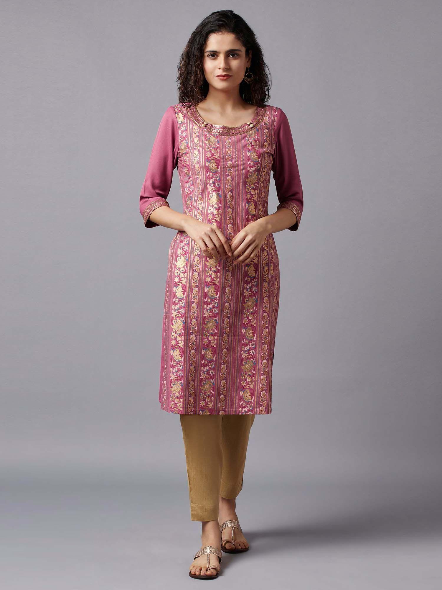 pink festive ethnic kurta