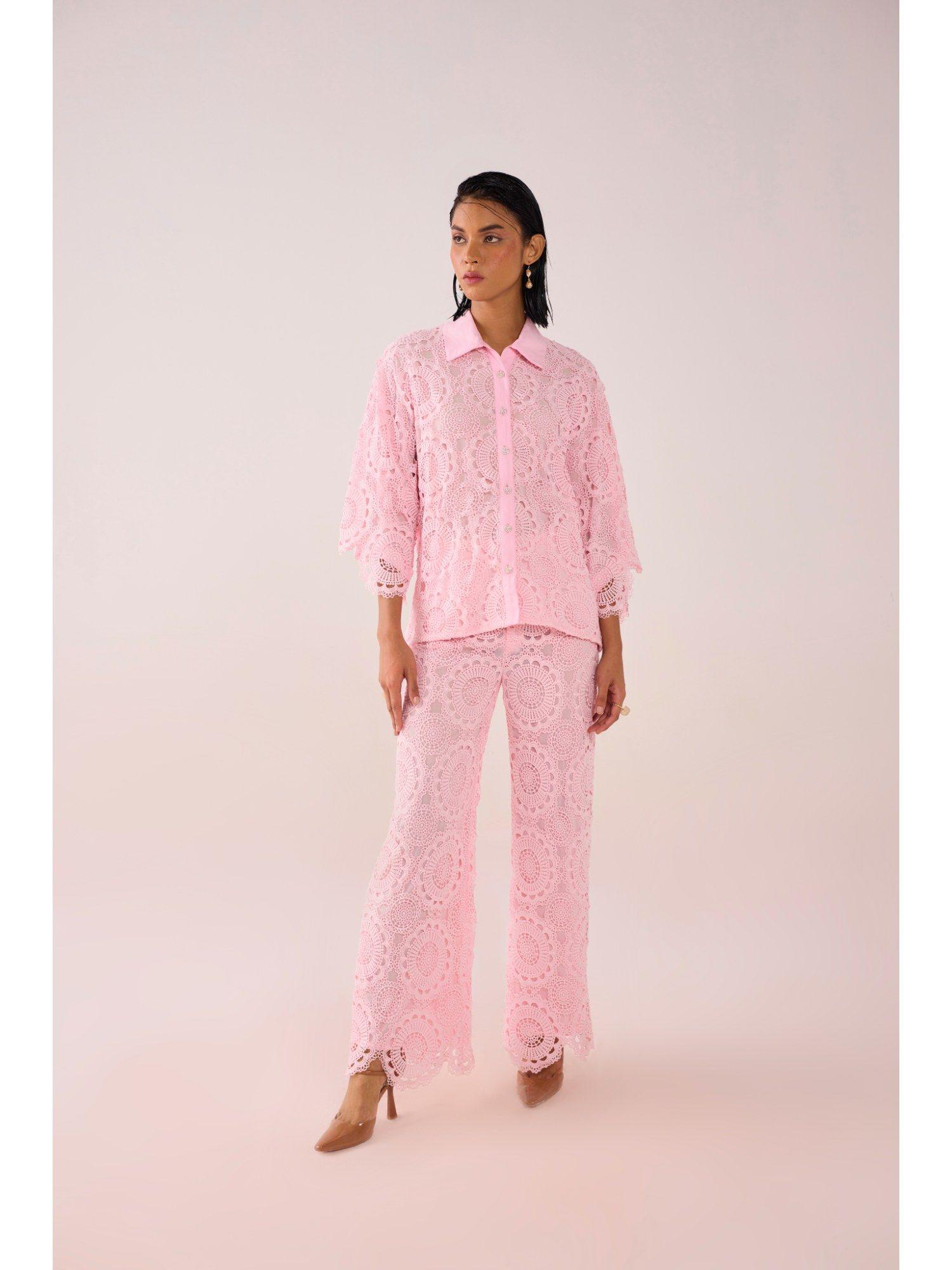 pink flora lace co-ord (set of 2)