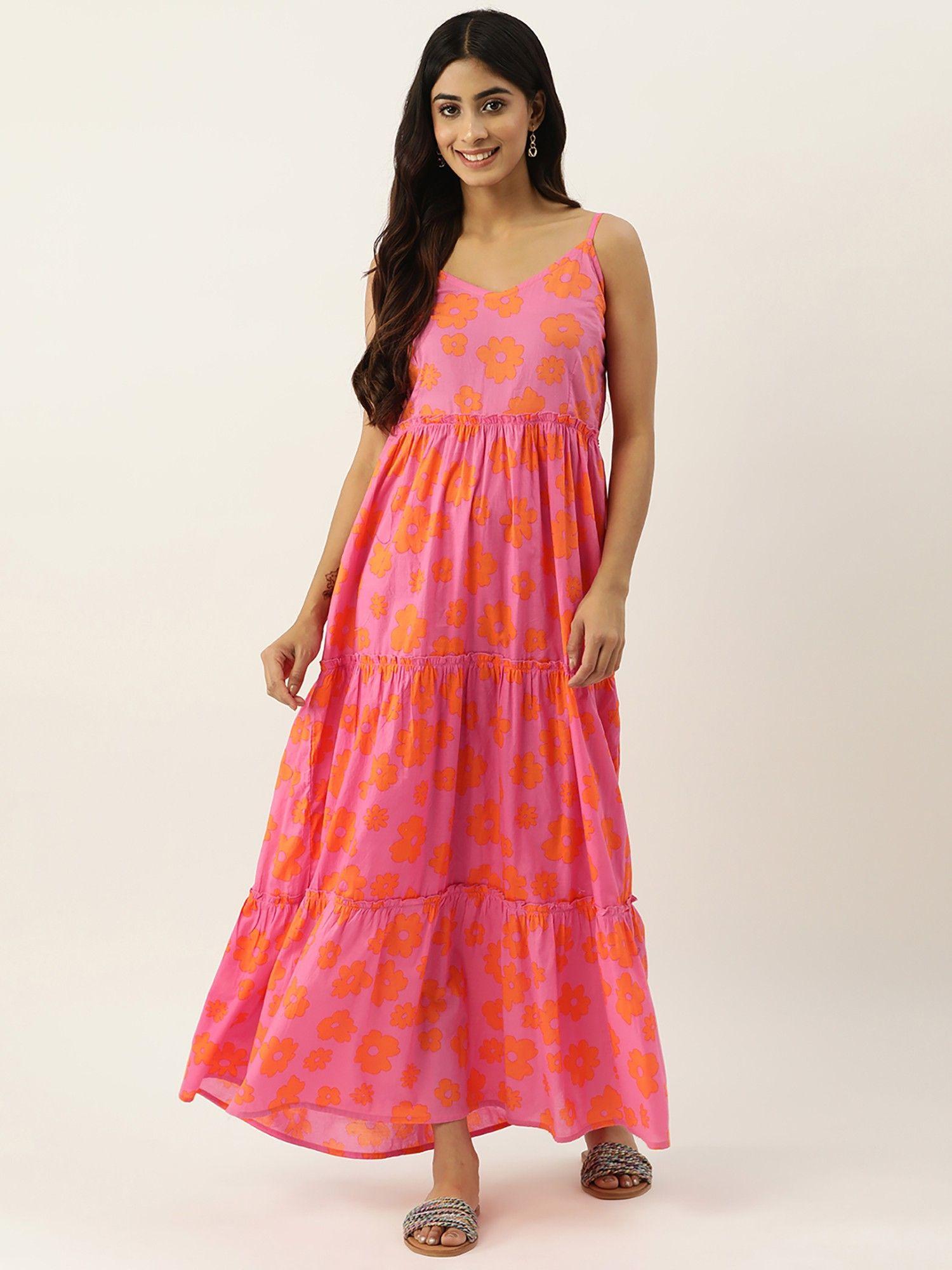 pink floral beachwear cover-up dress