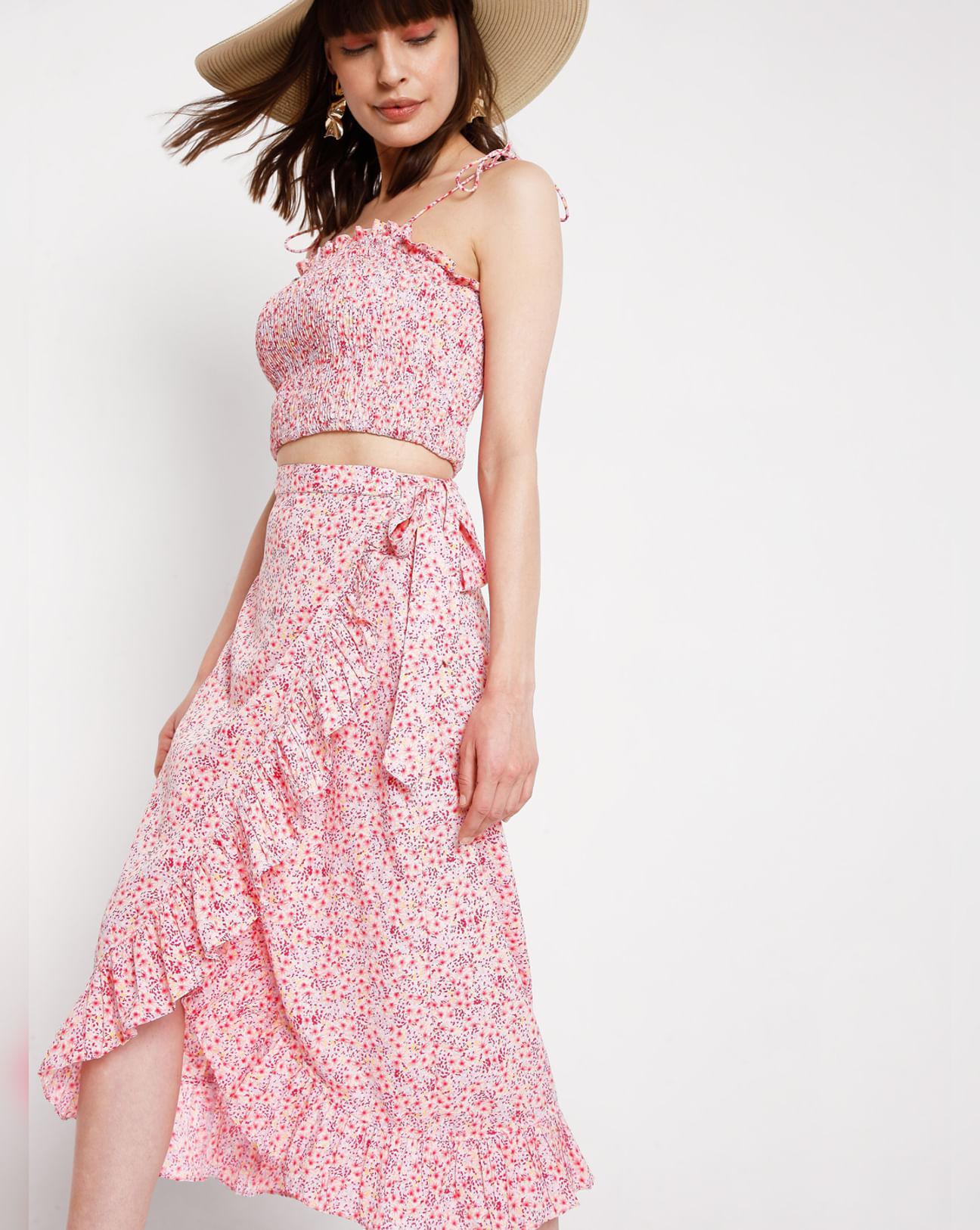 pink floral co-ord skirt