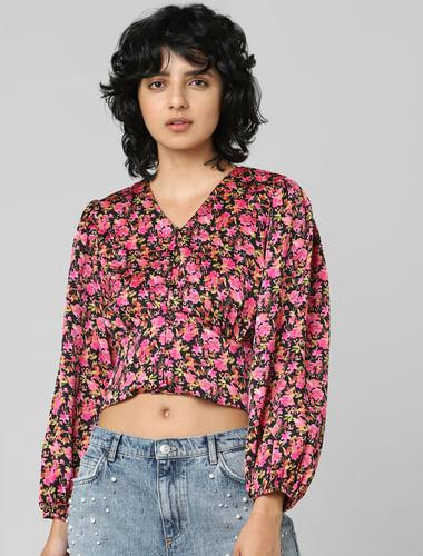 pink floral crop top