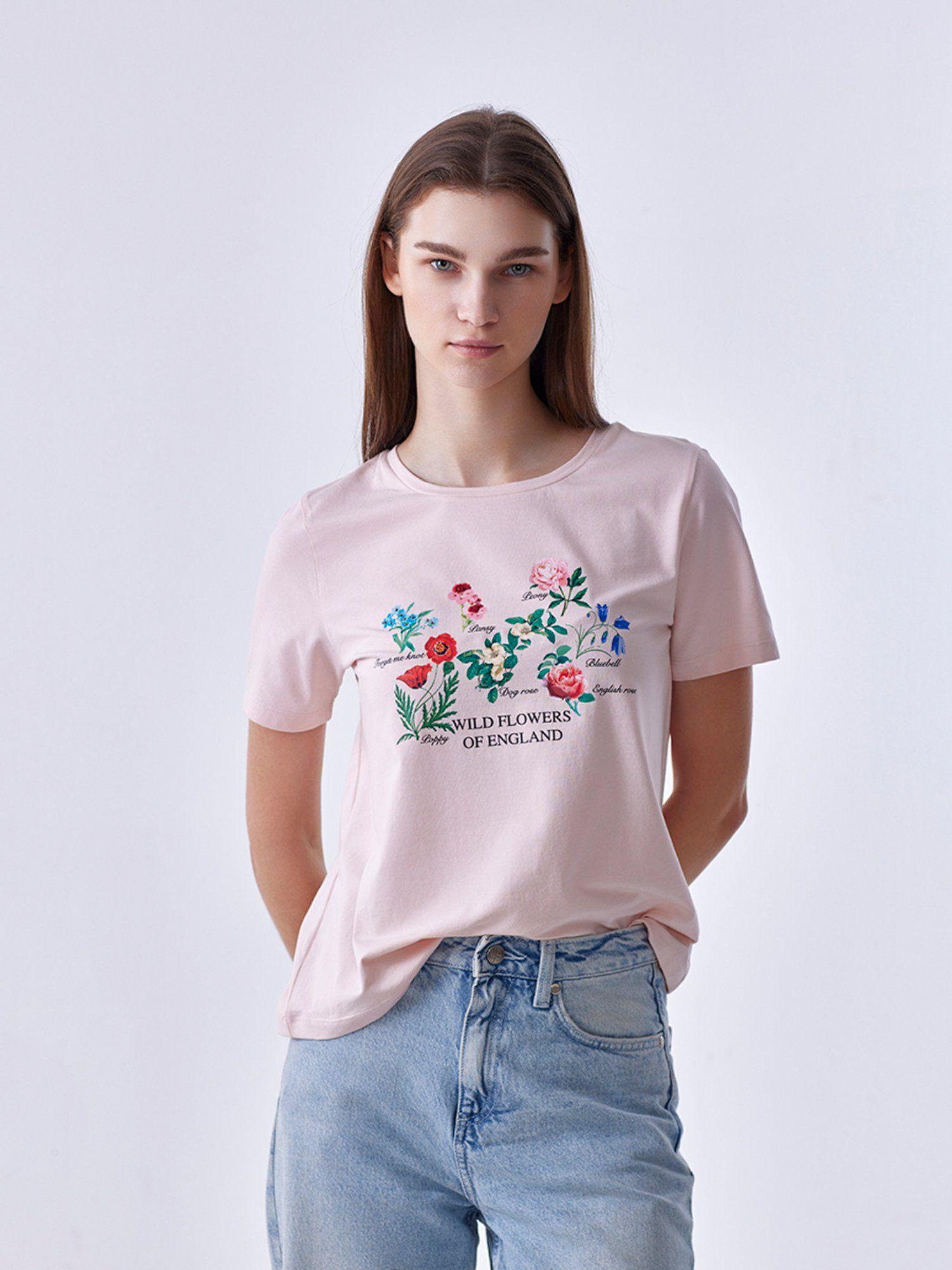 pink floral graphic t-shirt