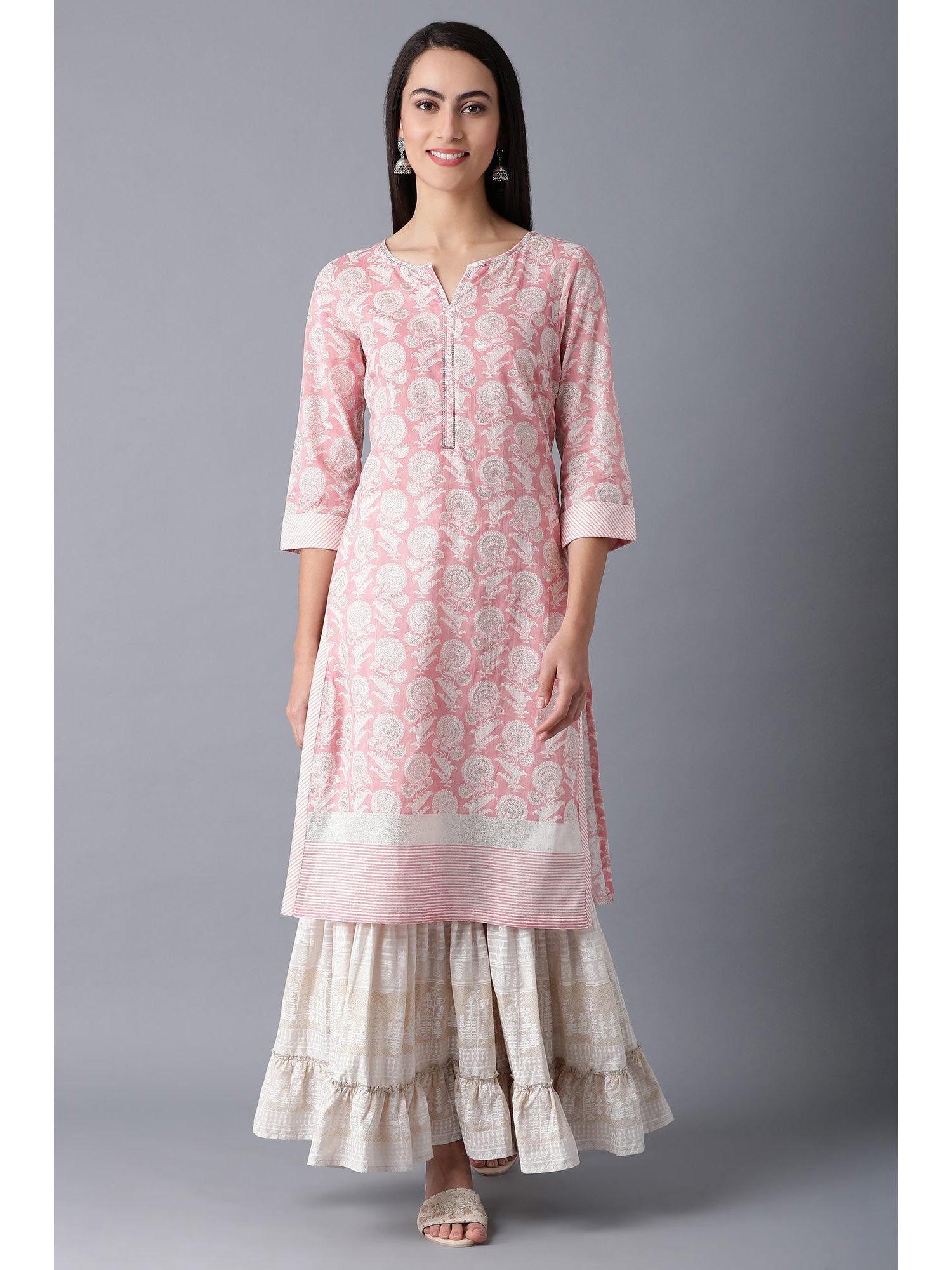 pink floral kurta