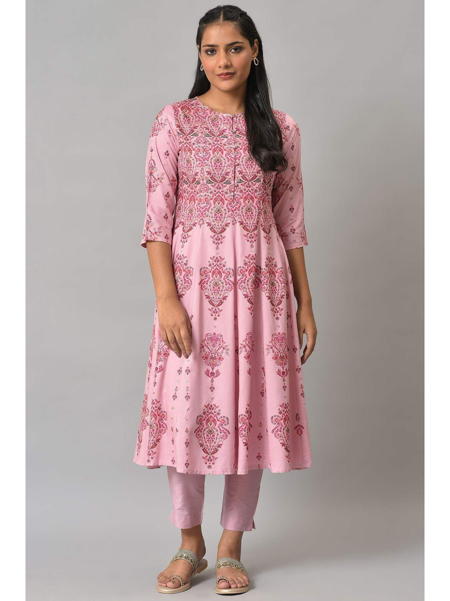 pink floral kurta