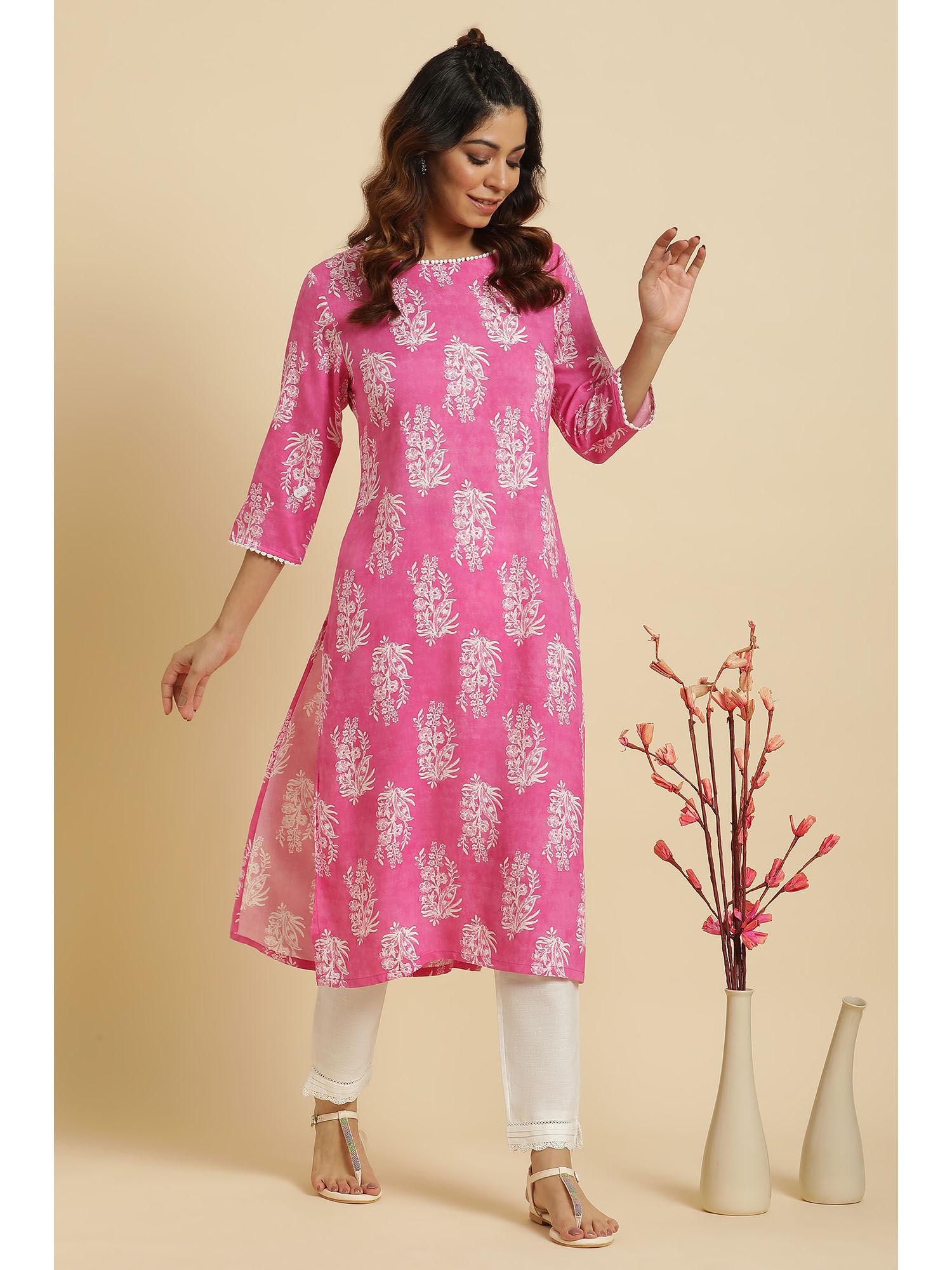 pink floral kurta