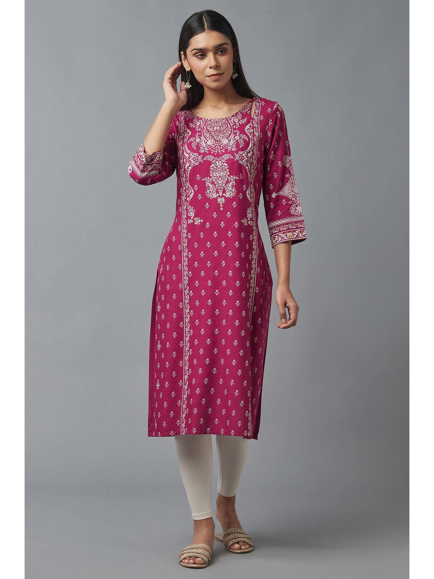 pink floral kurta