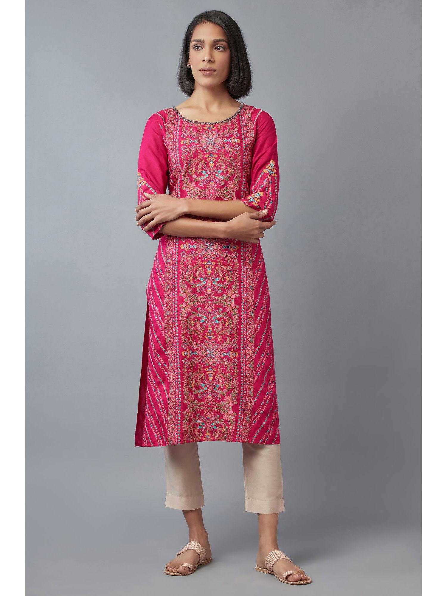 pink floral kurta