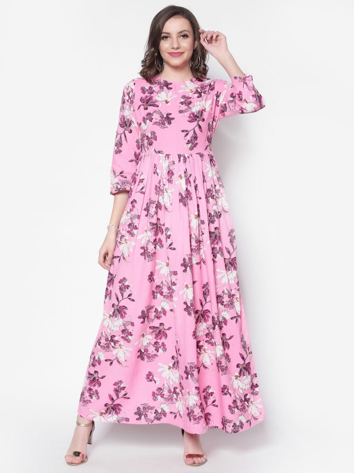 pink floral maxi dress