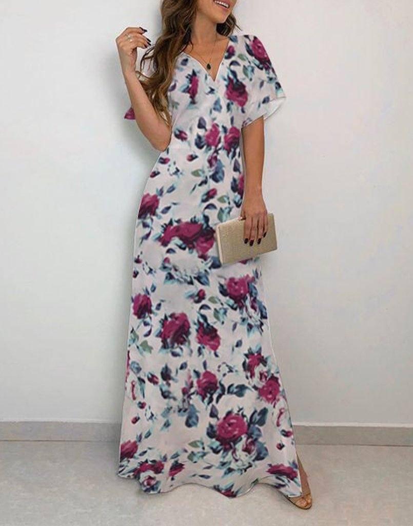 pink floral maxi dress