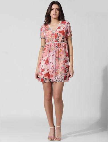 pink floral mini dress