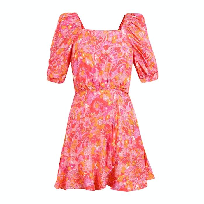 pink floral print casual dress