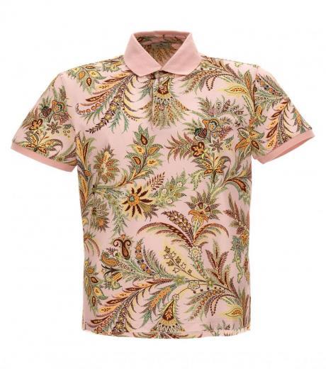 pink floral print polo