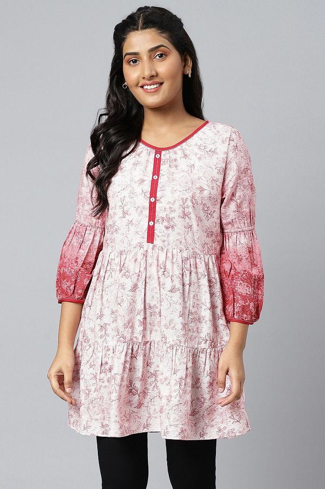 pink floral printed a-line kurta