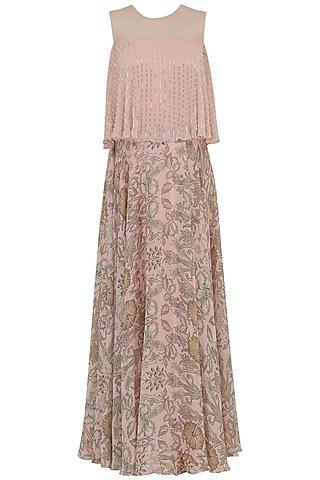 pink floral printed anarkali