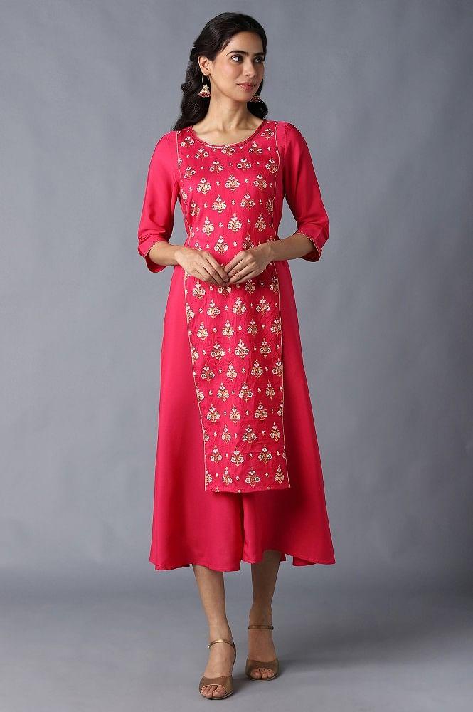 pink floral printed kurta