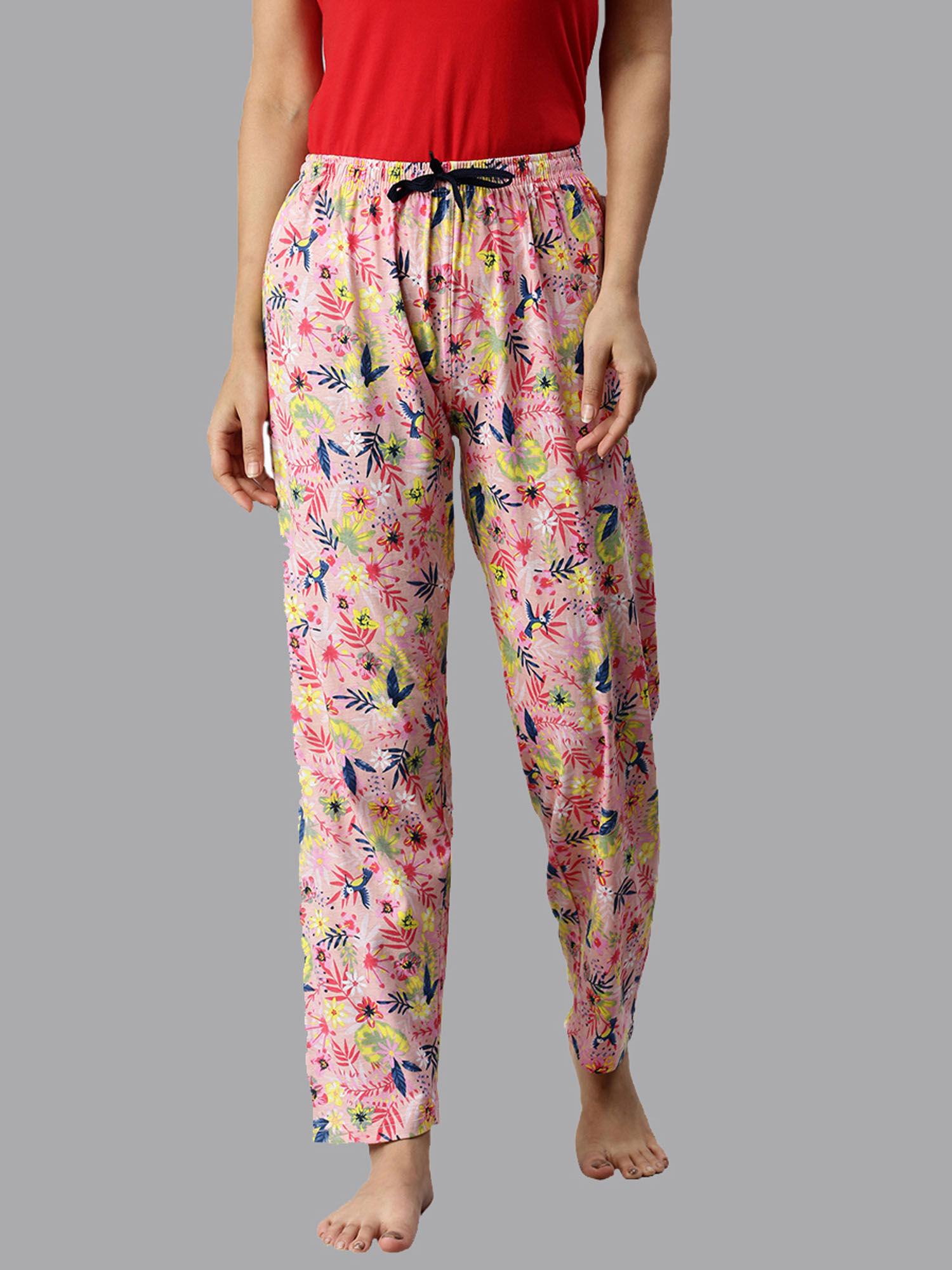 pink floral printed pyjama for women