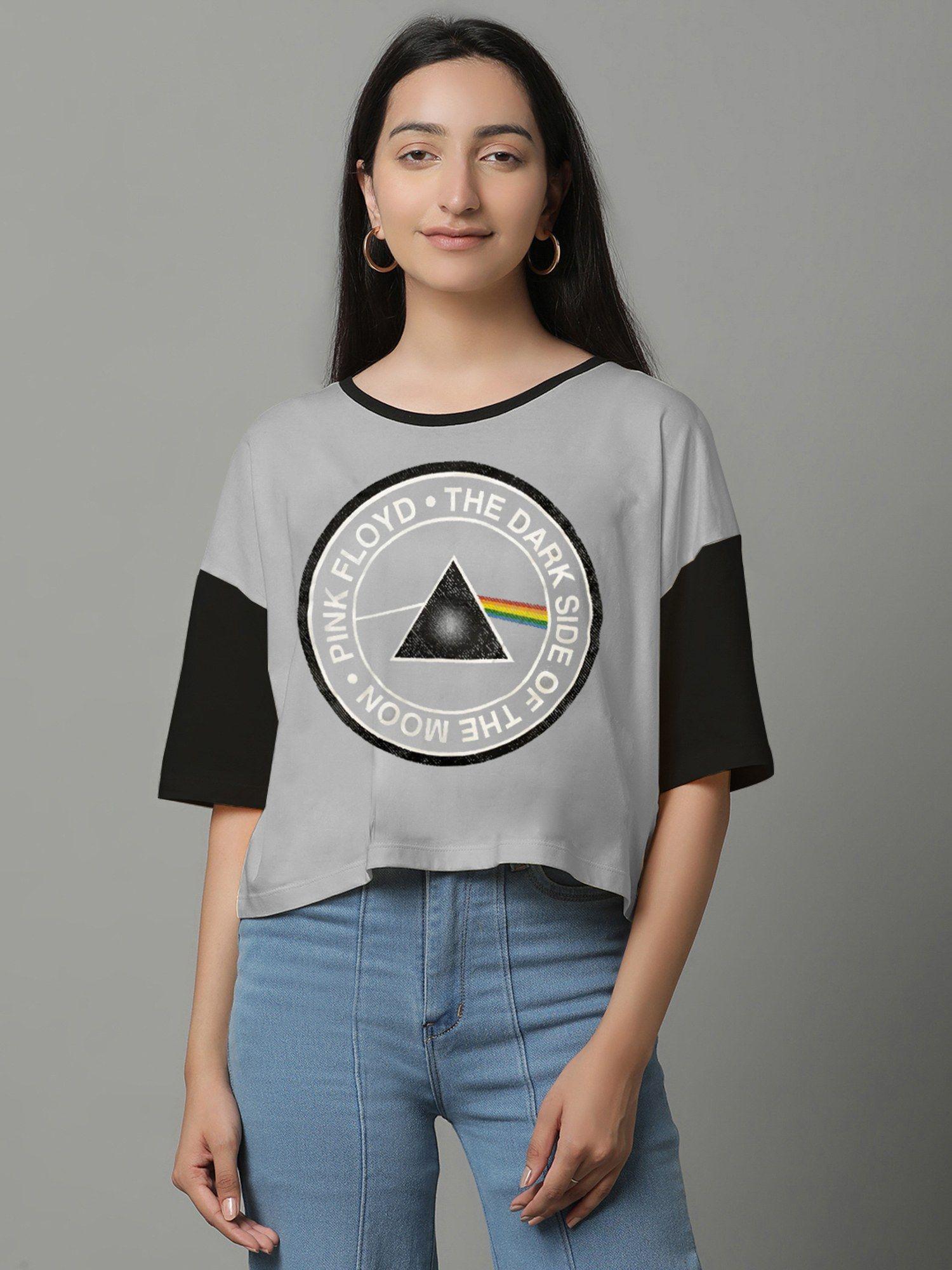 pink floyd printed loose fit multi cotton women t-shirt