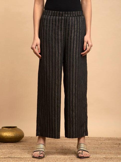 pink fort black & gold striped trousers