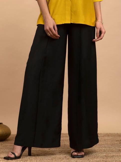 pink fort black relaxed fit trousers