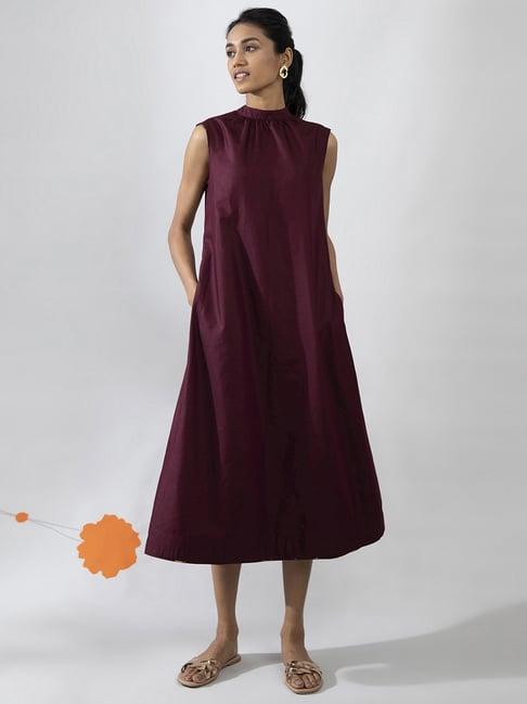 pink fort maroon a-line dress