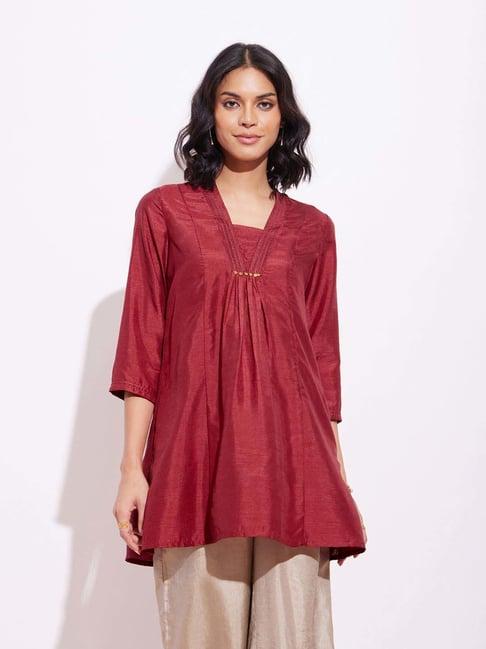 pink fort maroon plain tunic