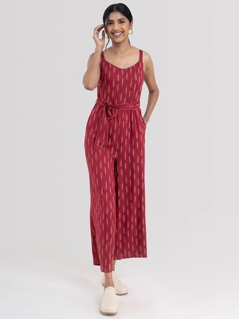 pink fort maroon printed jumpsuit