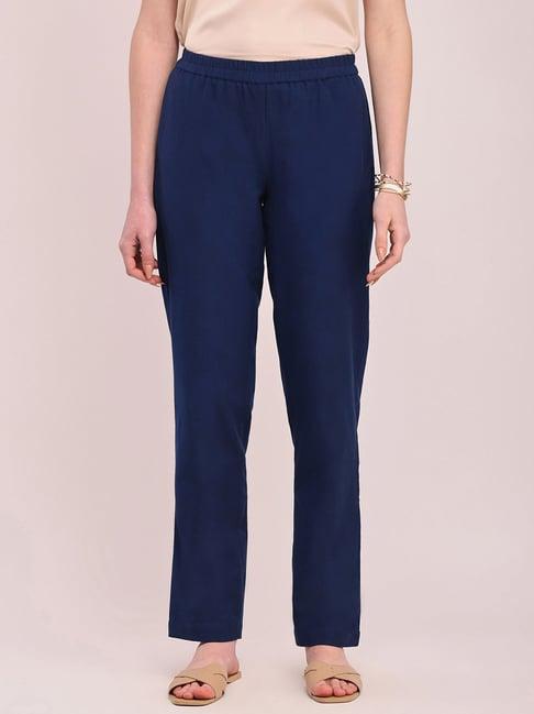 pink fort navy cotton relaxed fit pants