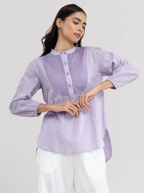 pink fort purple cotton checks top