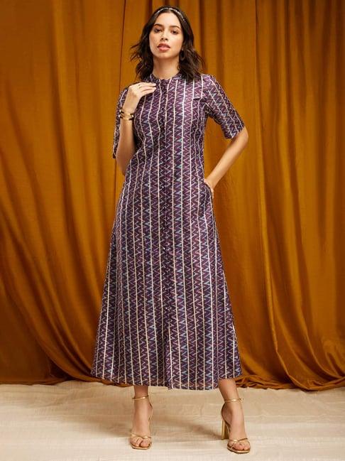 pink fort purple printed maxi dress