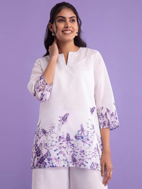 pink fort white & lilac printed tunic