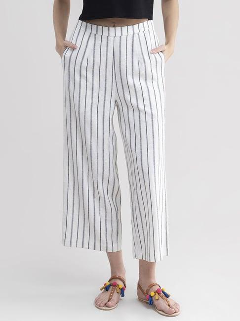 pink fort white cotton stripes palazzos