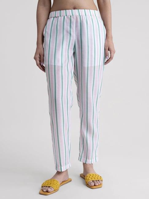 pink fort white striped pants