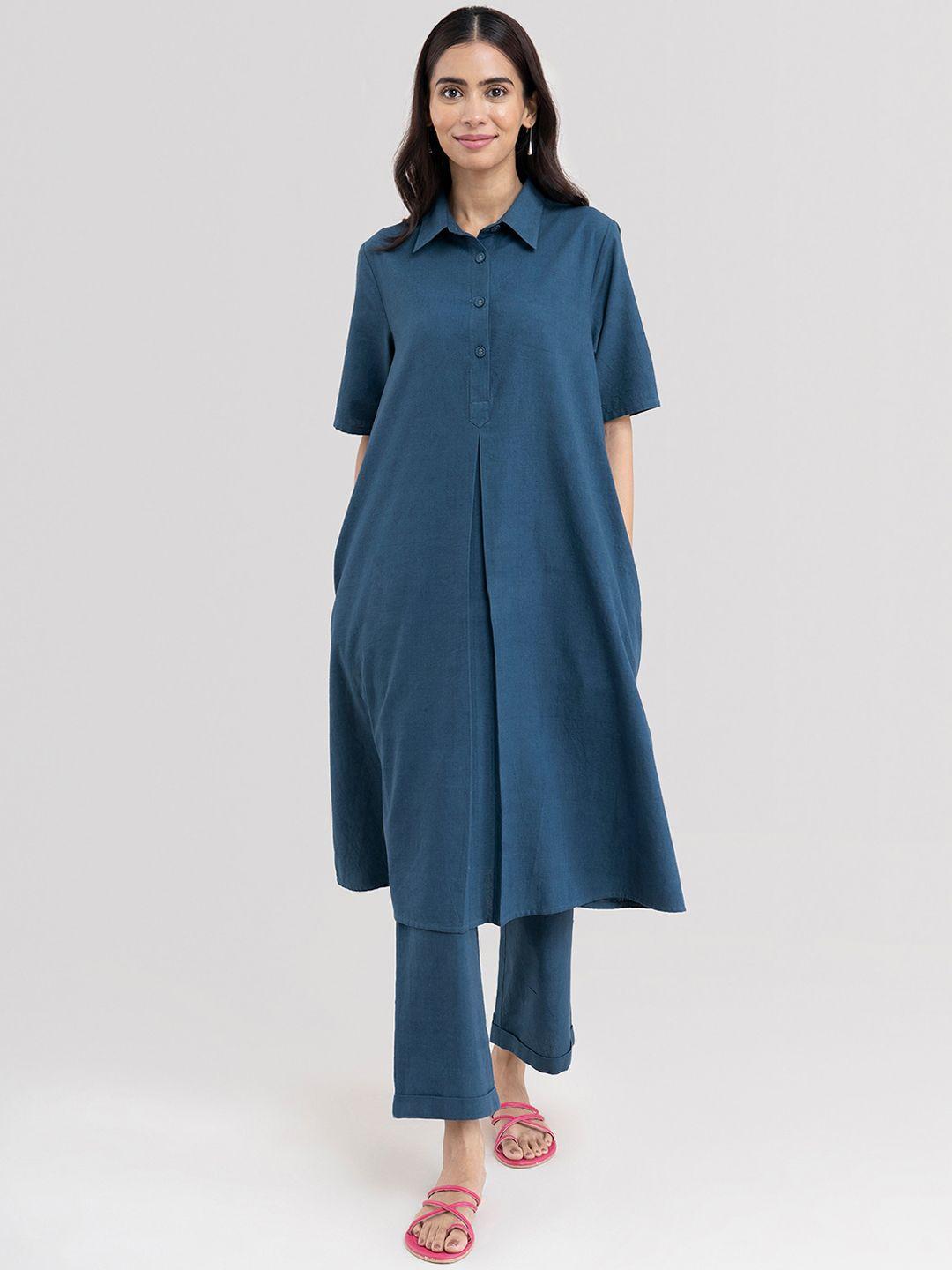 pink fort women blue kurta