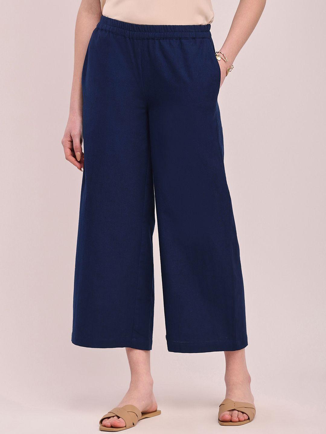 pink fort women relaxed loose fit cropped culottes trousers