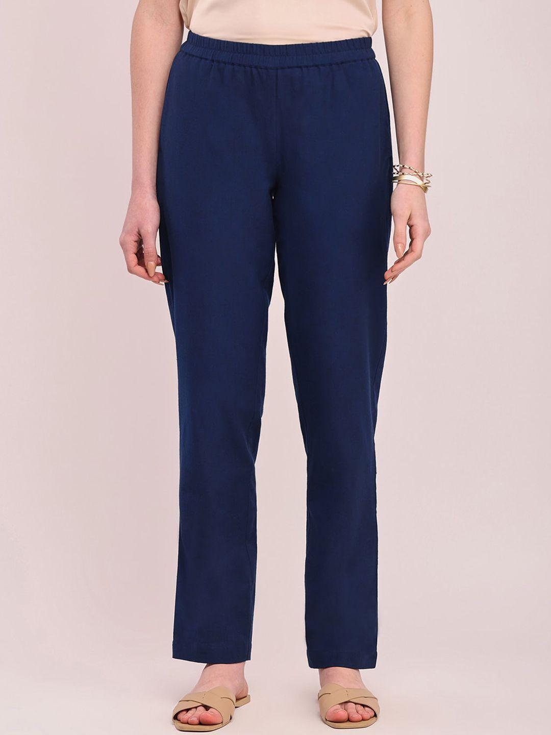 pink fort women relaxed tapered fit trousers