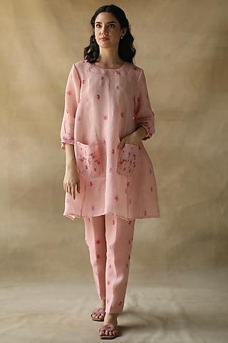 pink gauze linen tunic