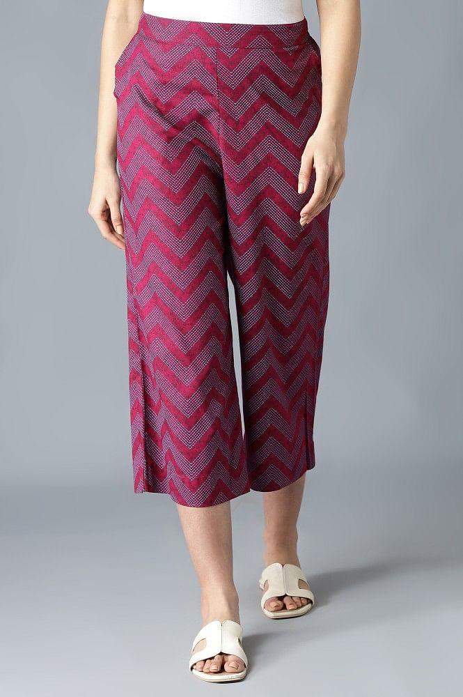 pink geometric printed culottes