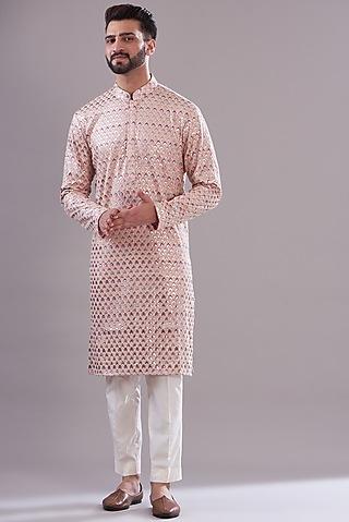 pink georgette embroidered kurta set