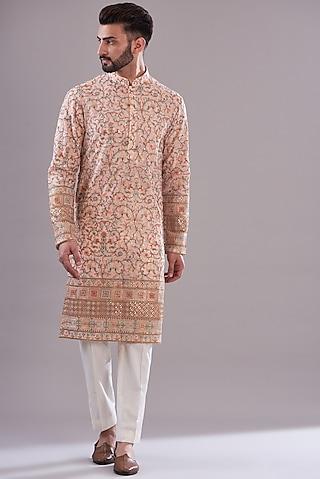 pink georgette embroidered kurta