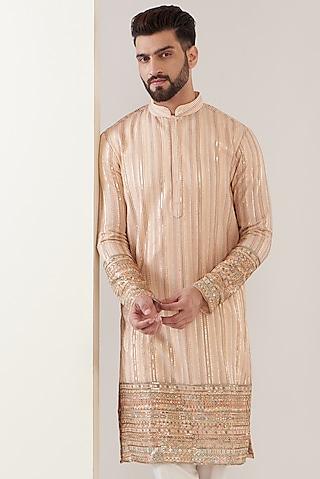 pink georgette embroidered kurta