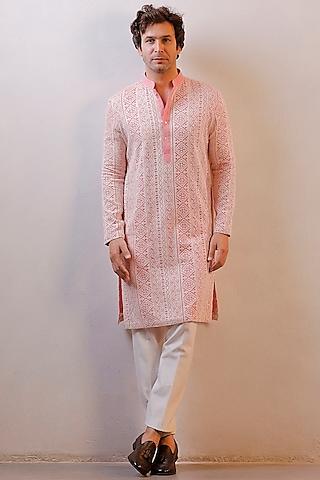 pink georgette lucknowi kurta set