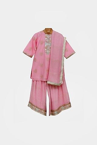 pink georgette sharara set for girls