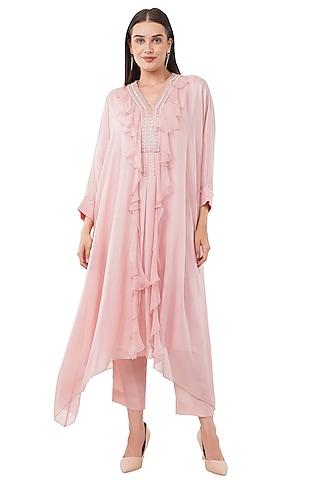 pink georgette tunic set