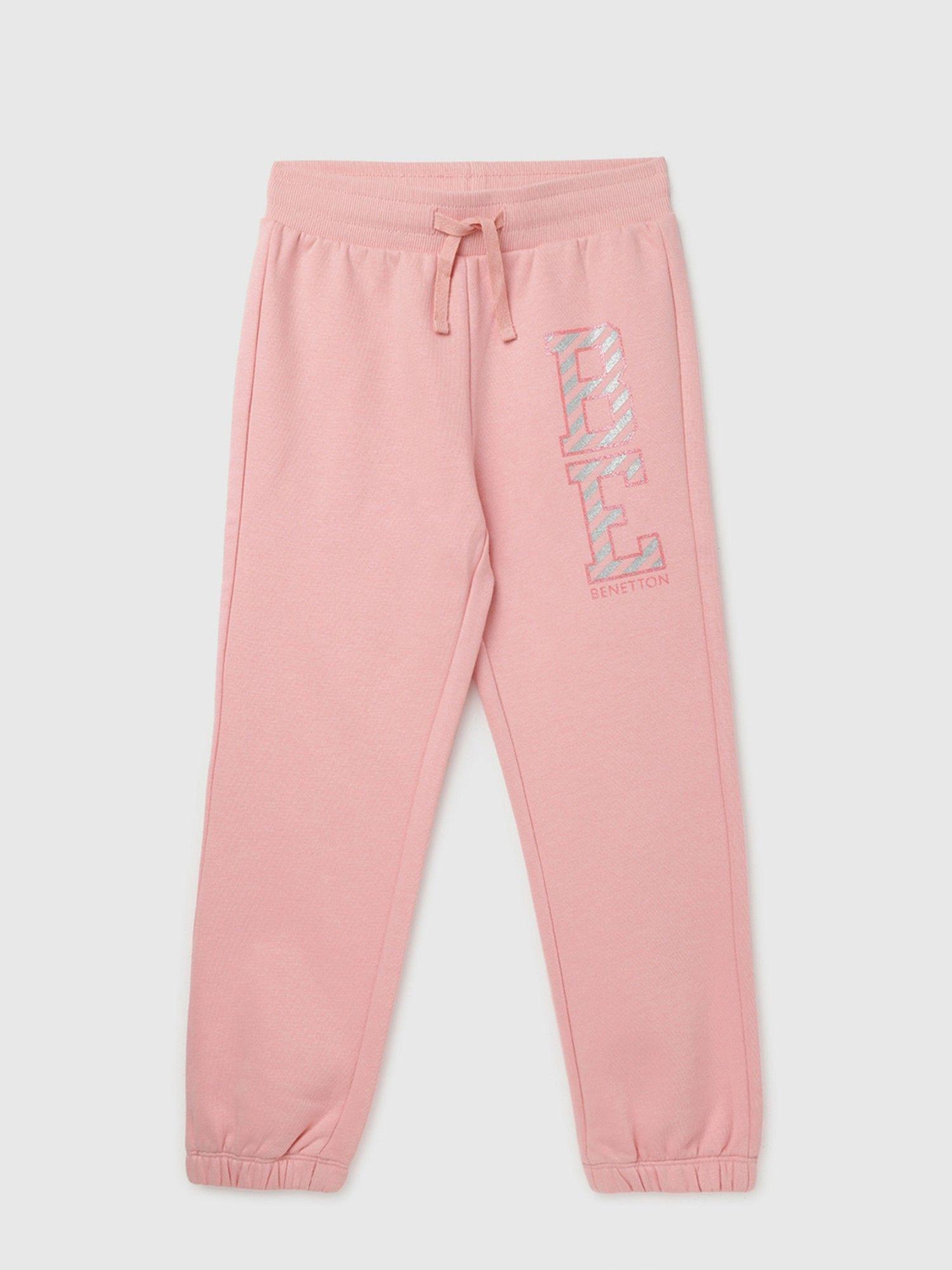 pink girls printed regular fit trackpants